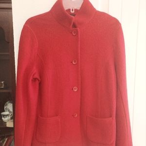 Boiled wool jacket dark red not orange red as photo shows